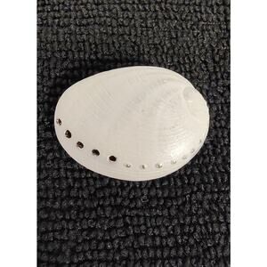 Vintage GARNAY Brooch Pin Seashell Gems Jewelry Silver Tone White Collectable